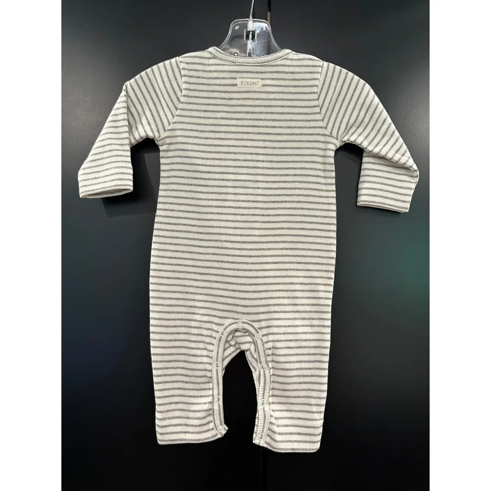 Fixoni Baby Organic Cotton Ribbed Striped Romper Grey White Size EU56 1 Month